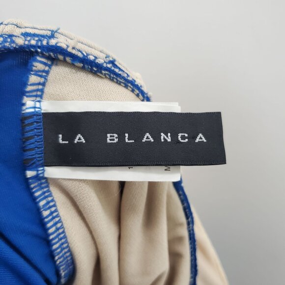 La Blanca Woman's Blue Ruched Wrap Front One Piece Bathing Suit Plus Size 14 - Picture 5 of 7